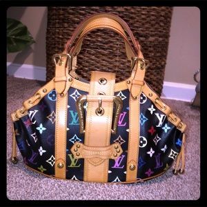 ON HOLD. Louis Vuitton black multi-colored satchel